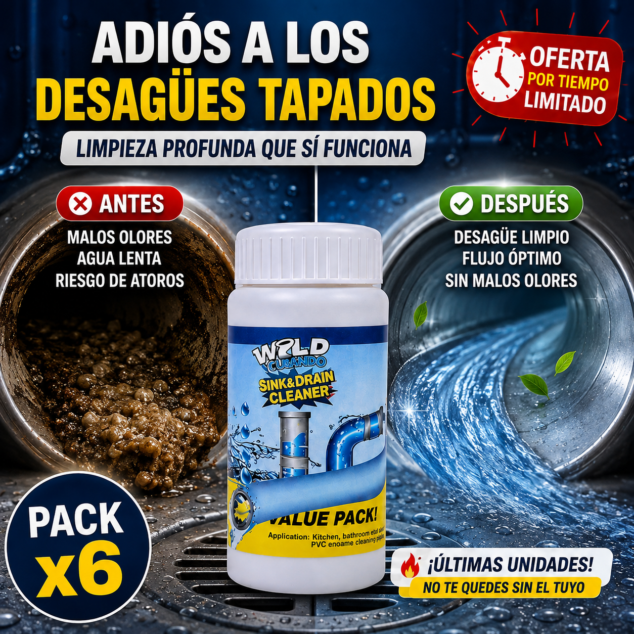 Destapa Cañerías 6x1 (Original)+ Envío Gratis✅